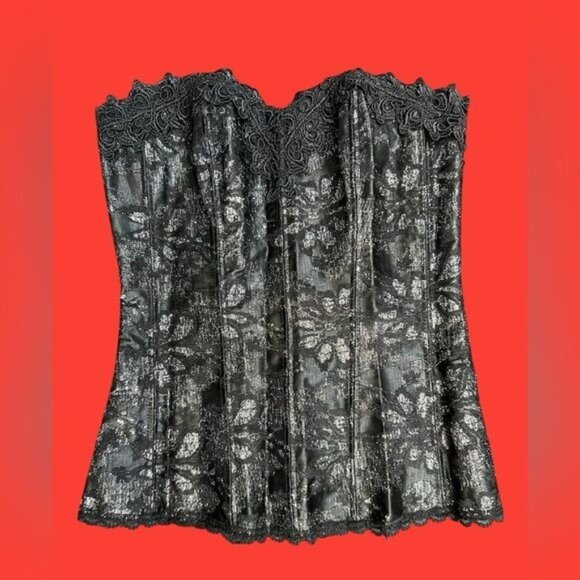 Frederick’s of Hollywood Black Metallic Corset – Size 32 - Picture 2 of 5